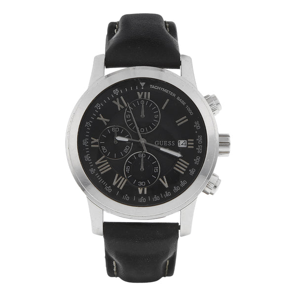 Reloj Guess para caballero en acero inoxidable correa piel.