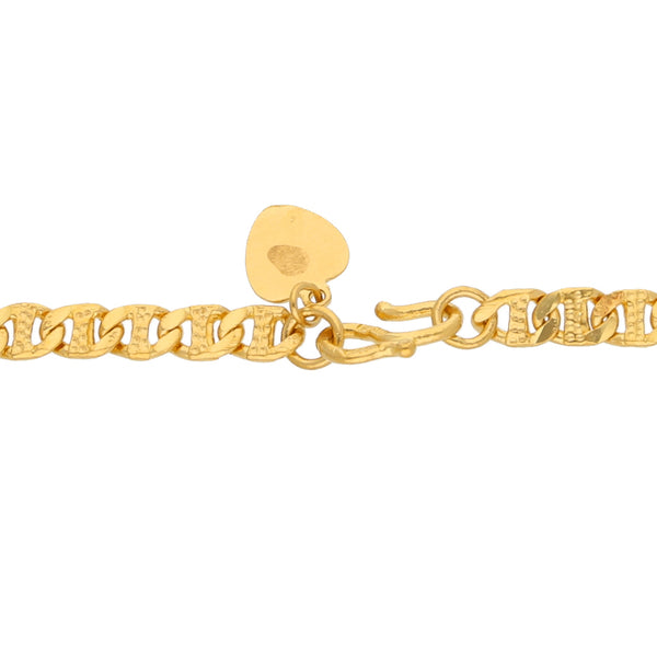 Pulsera eslabón nudo marino con dije motivo corazón en oro amarillo 24 kilates.