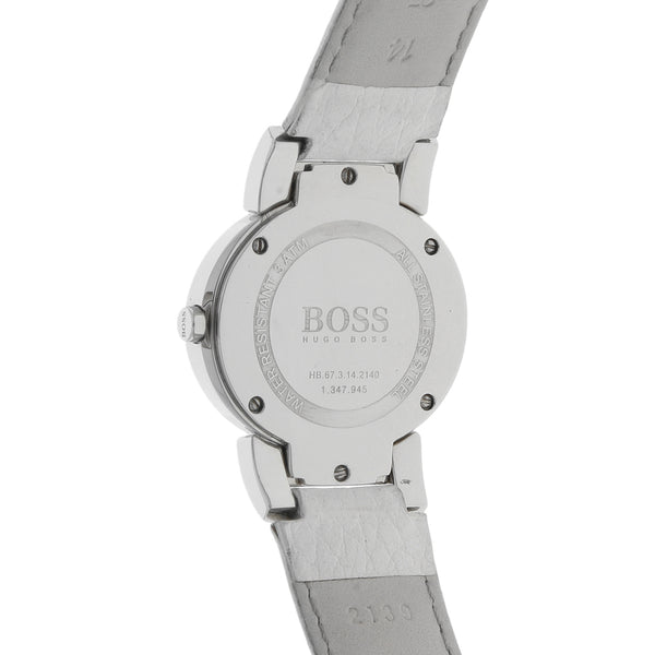 Reloj Hugo Boss para dama en acero inoxidable correa piel.