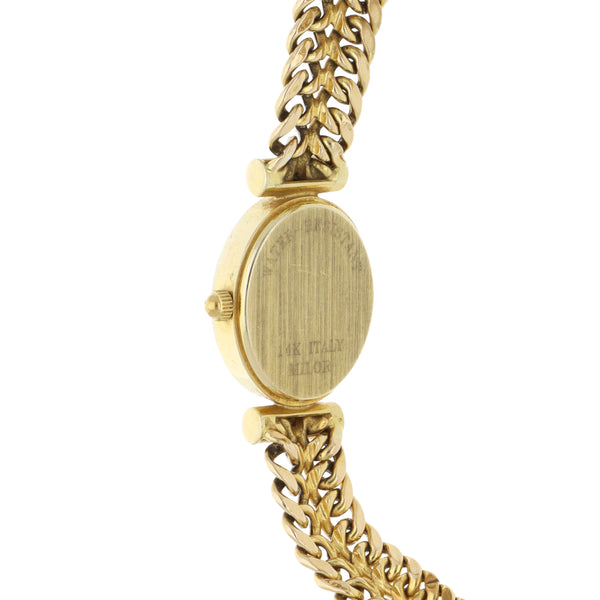 Reloj Geneve para dama correa en oro amarillo 14 kilates.