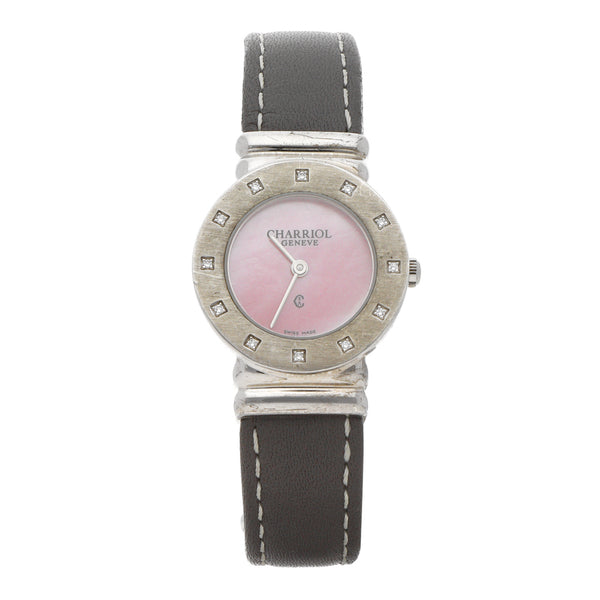 Reloj Charriol para dama en acero inoxidable y plata 925 correa piel.