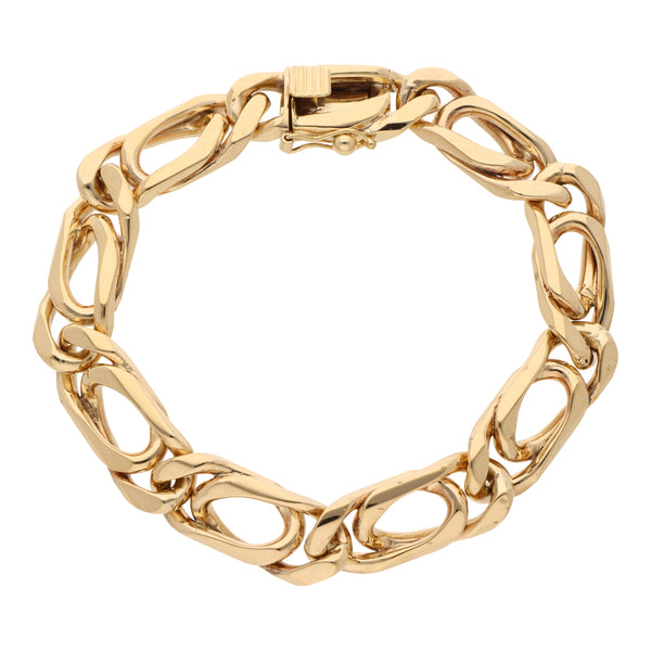 Pulsera eslabón nudo egipcio en oro amarillo 14 kilates.