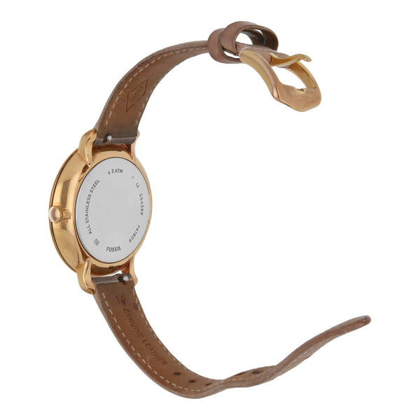 Reloj Fossil para dama en acero chapa correa piel.