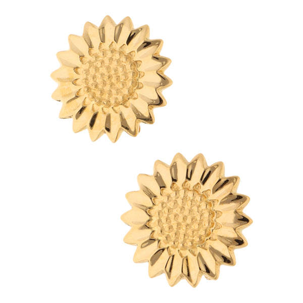 Aretes diseño especial motivo girasol en oro amarillo 18 kilates.