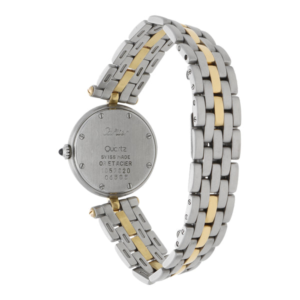 Reloj Cartier para dama en acero inoxidable vistas en oro amarillo 18 kilates.