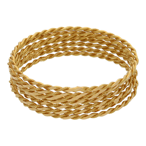 Siete pulseras de arillo diseño especial en oro amarillo 18 kilates.