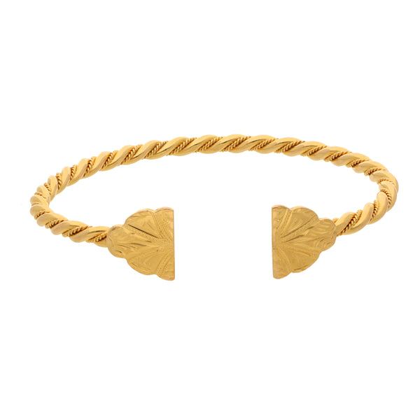 Pulsera de arillo abierta torzal en oro amarillo 21 kilates.