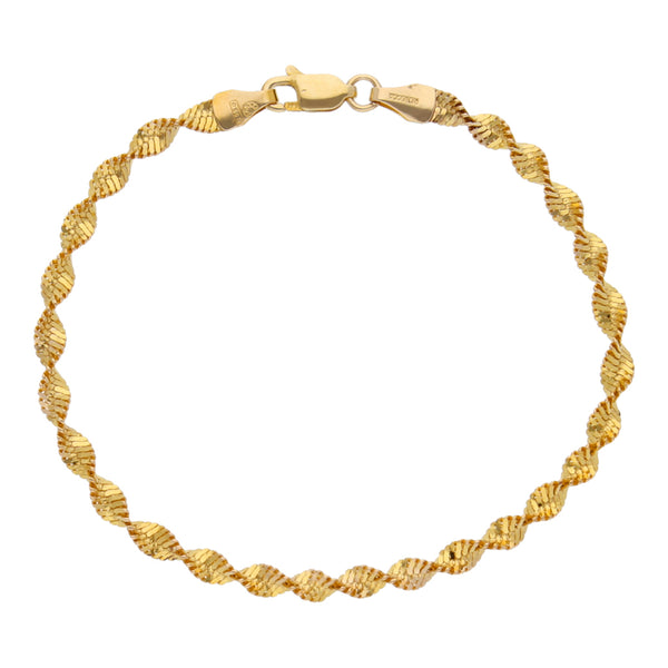 Pulsera eslabón torzal en oro amarillo 14 kilates.