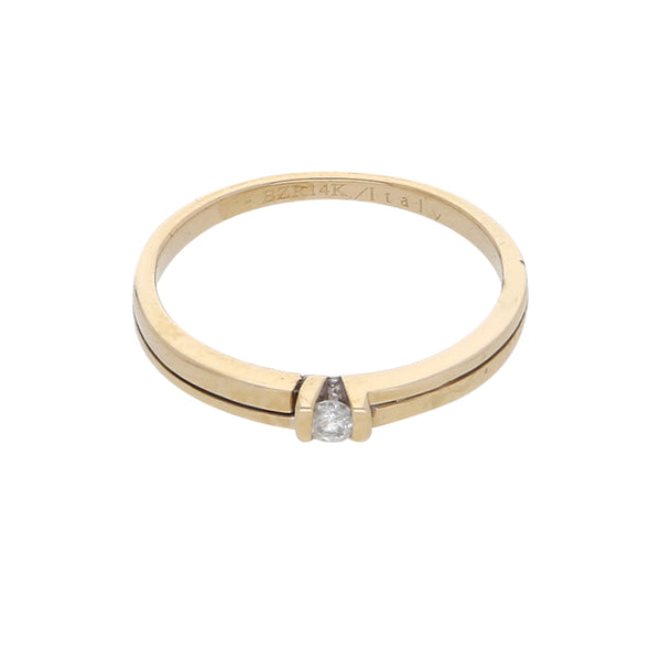 Anillo diseño italiano con diamante en oro amarillo 14 kilates.