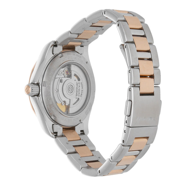 Reloj Tag Heuer para dama modelo Aquaracer vistas en oro rosa 18 kilates.