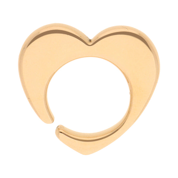 Anillo abierto hueco motivo corazón en oro amarillo 18 kilates.