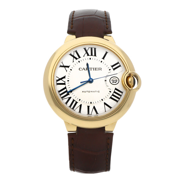 Reloj Cartier para caballero modelo Ballon Bleu caja en oro amarillo 18 kilates.