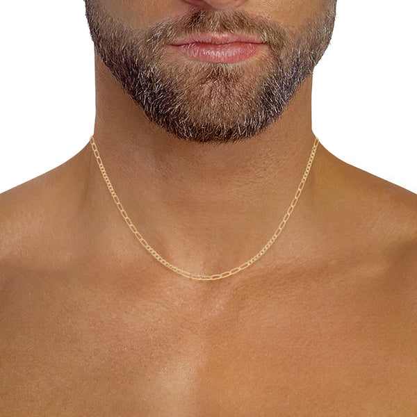 Collar de diez eslabones por siete platinados en oro amarillo 14 kilates.