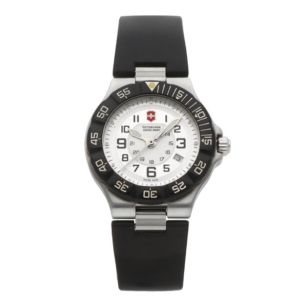 Reloj Victorinox Swiss Army para dama en acero correa silicona.