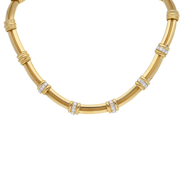 Gargantilla firma Tiffany&Co con diamantes en platino 950 y oro amarillo 18 kilates.