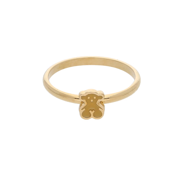 Anillo liso con motivo oso en oro amarillo 18 kilates.