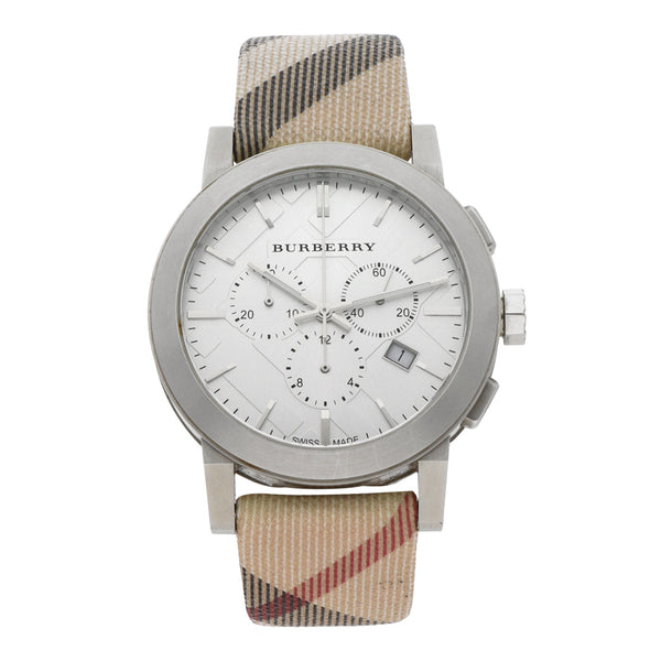 Reloj Burberry para caballero en acero inoxidable correa textil.