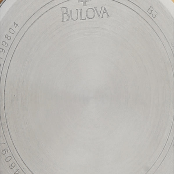 Reloj Bulova para caballero en acero chapa correa piel.