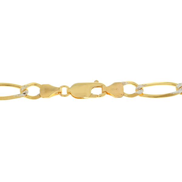 Pulsera de tres eslabones por uno diamantados en oro amarillo 14 kilates.