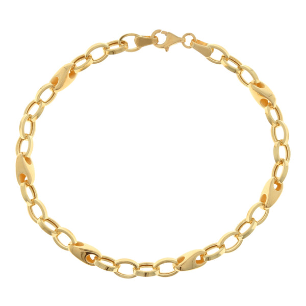 Pulsera eslabón combinado en oro amarillo 14 kilates.