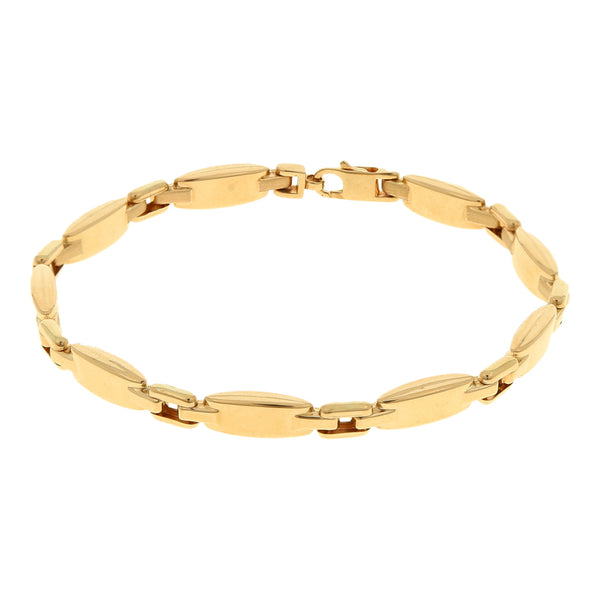 Pulsera eslabón combinado en oro amarillo 14 kilates.