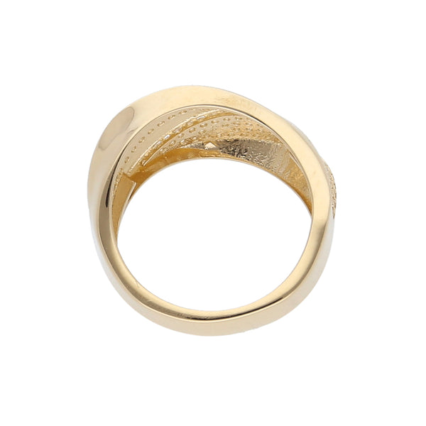 Anillo estilizado con sintéticos en oro amarillo 14 kilates.