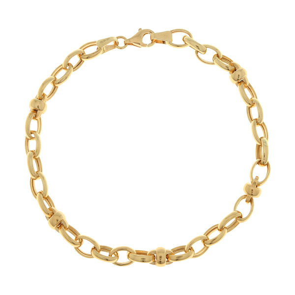 Pulsera eslabón combinado en oro amarillo 14 kilates.