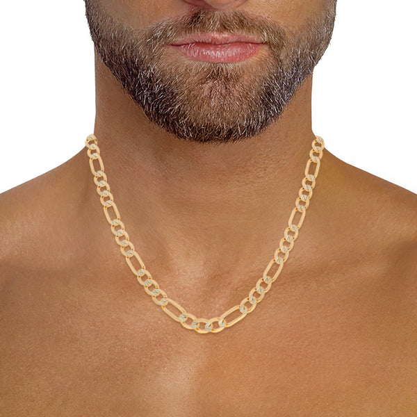 Collar de tres eslabones por uno platinados en oro amarillo 14 kilates.