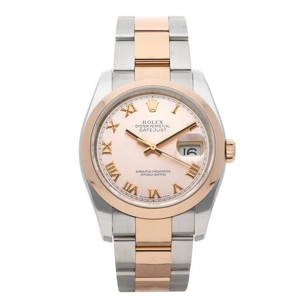 Reloj Rolex para caballero modelo Oyster Perpetual DateJust vistas en oro rosa 18 kilates.