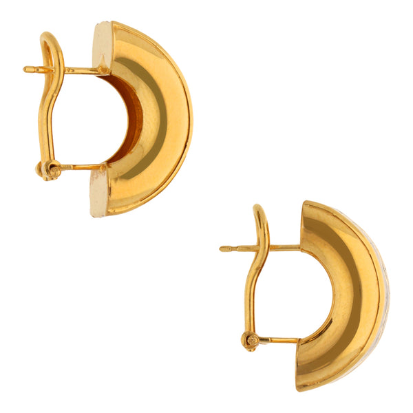 Aretes diseño italliano con esmalte en oro amarillo 14 kilates.