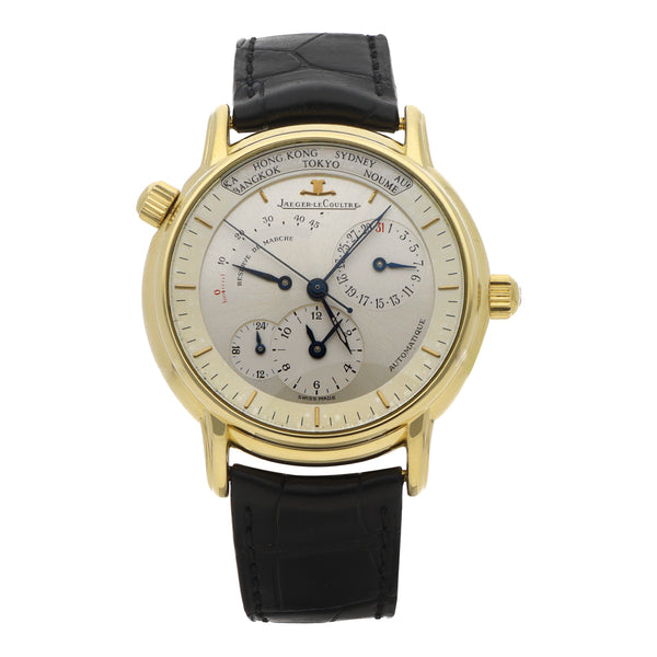 Reloj Jaeger-LeCoultre para caballero modelo Geographique  cajaen oro amarillo 18 kilates.