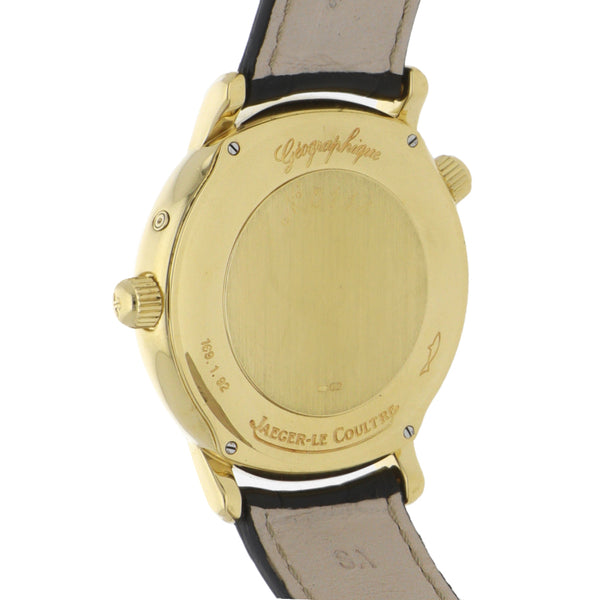 Reloj Jaeger-LeCoultre para caballero modelo Geographique  cajaen oro amarillo 18 kilates.