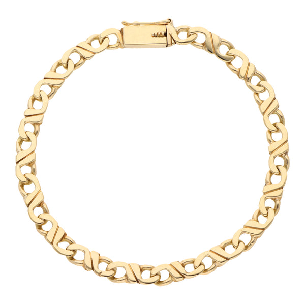 Pulsera eslabón nudo egipcio en oro amarillo 14 kilates.