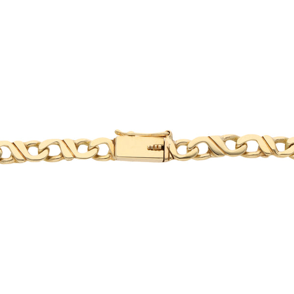 Pulsera eslabón nudo egipcio en oro amarillo 14 kilates.