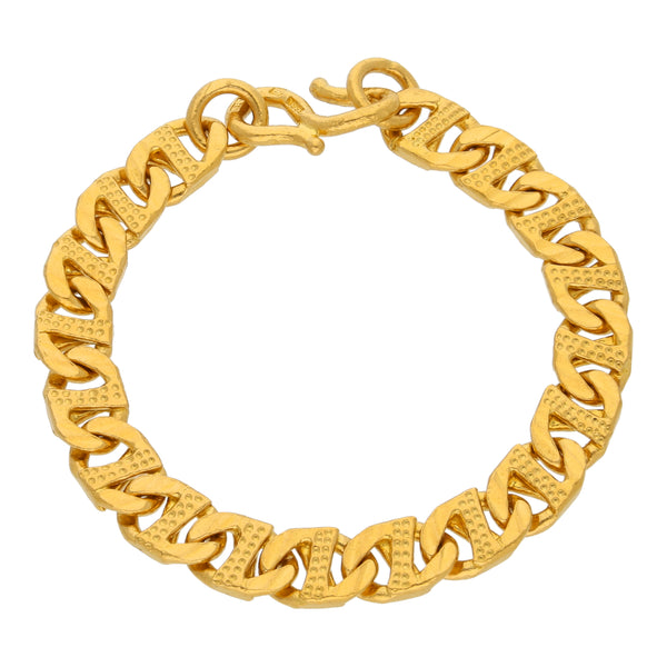 Pulsera eslabón nudo marino en oro amarillo 24 kilates.