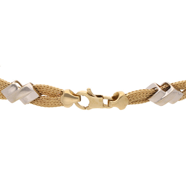 Pulsera diseño italiano en oro dos tonos 14 kilates.