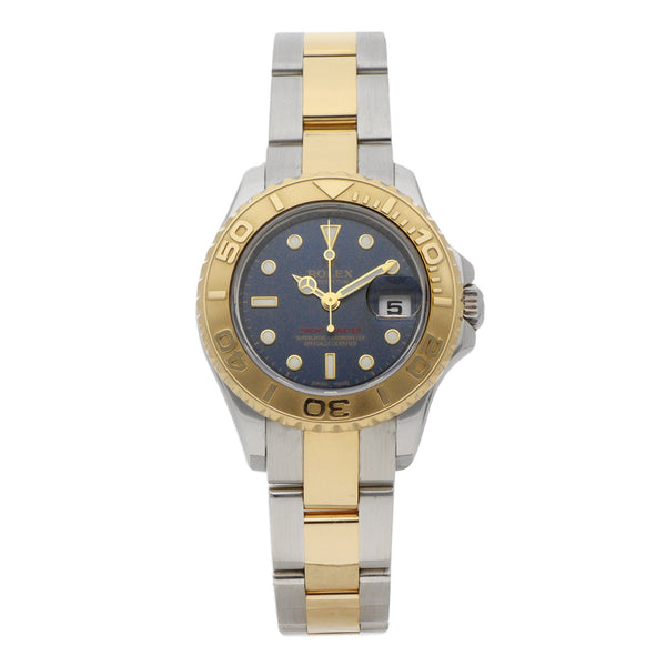 Reloj Rolex para dama modelo Oyster Perpetual Date Yacht-Master vistas en oro amarillo 18 kilates.