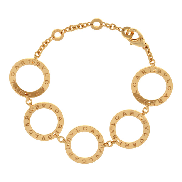 Pulsera eslabón combinado firma Bvlgari en oro amarillo 18 kilates.