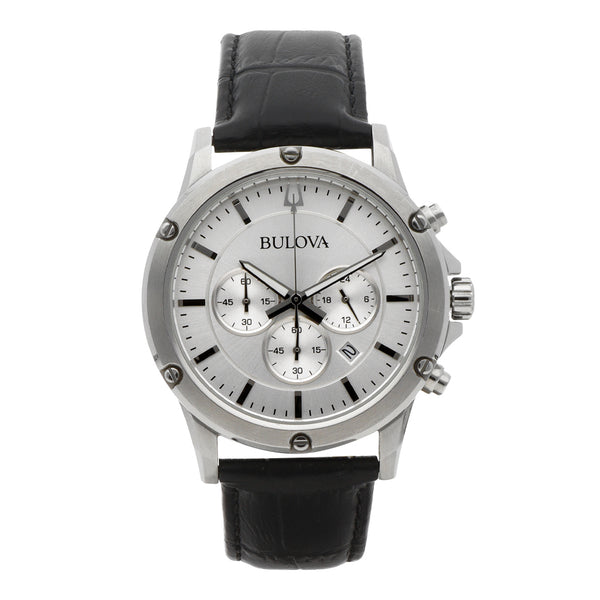 Reloj Bulova para caballero en acero inoxidable correa piel.