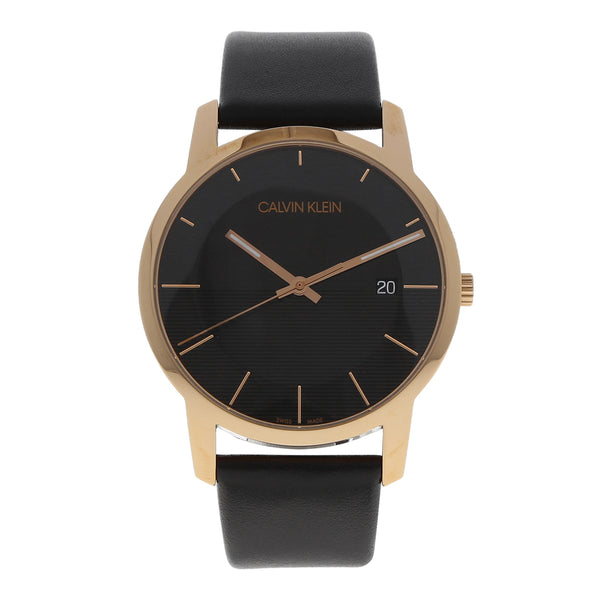 Reloj Calvin Klein para caballero en acero chapa correa piel.