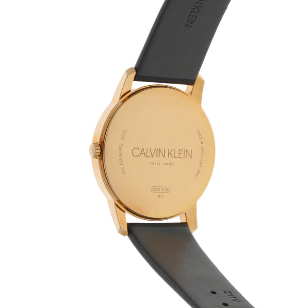 Reloj Calvin Klein para caballero en acero chapa correa piel.