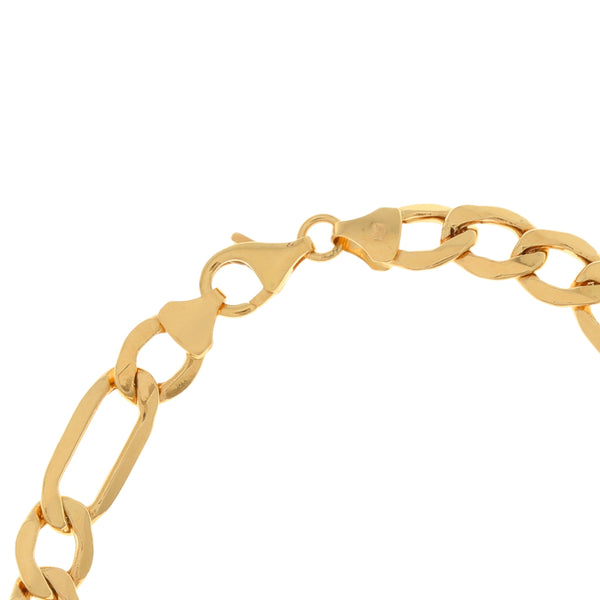 Pulsera de tres eslabones por uno en oro amarillo 14 kilates.