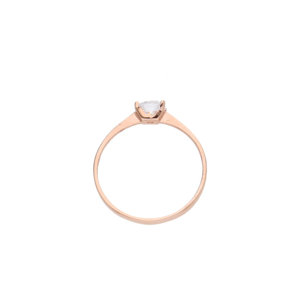 Anillo diseño especial con circonia en oro rosa 14 kilates.