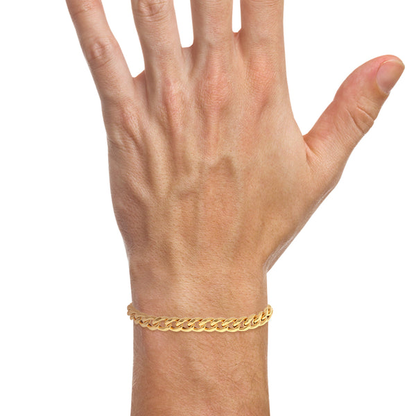 Pulsera de eslabón barbado en oro amarillo 14 kilates.