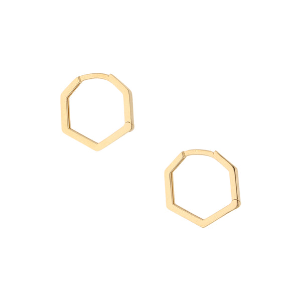 Arracadas hexagonales en oro amarillo 14 kilates.