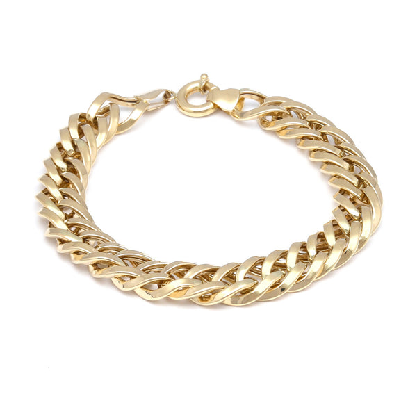 Pulsera eslabón encontrado doble en oro amarillo 14 kilates.