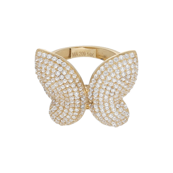 Anillo estilizado motivo mariposa en oro amarillo 14 kilates.