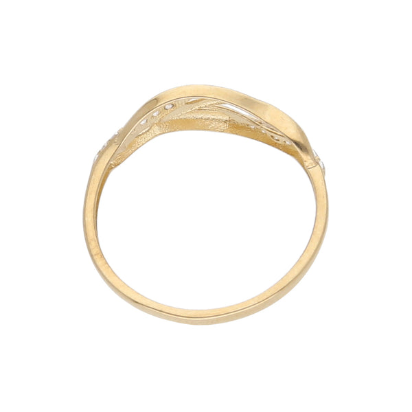 Anillo calado con sintéticos en oro amarillo 14 kilates.