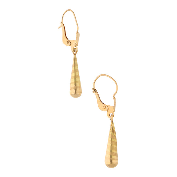 Aretes con colgantes huecos en oro amarillo 18 kilates.