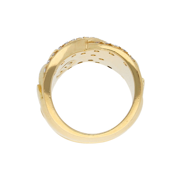 Anillo diseño italiano con diamantes en oro amarillo 18 kilates.